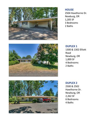 Hawthorne & Elliott: 1300 & 1302 N. Elliott Rd & 2504 & 2500-2507 Hawthorne Dr., Newberg, OR 97132